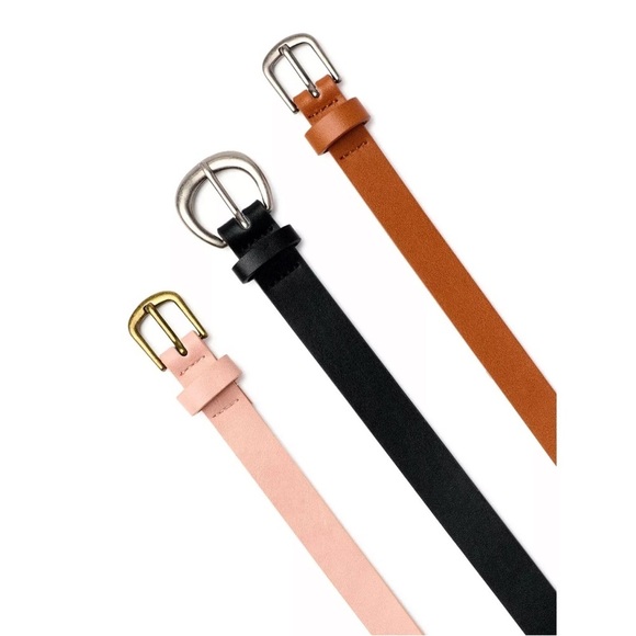 No Boundaries Accessories - No Boundaries Women's 3 for 1 Belts, Blush/Black/Cognac, Size XL, Classic Fit